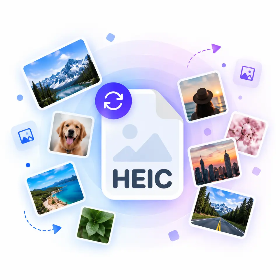 A folder of HEIC photos from an iPhone converting into JPG images